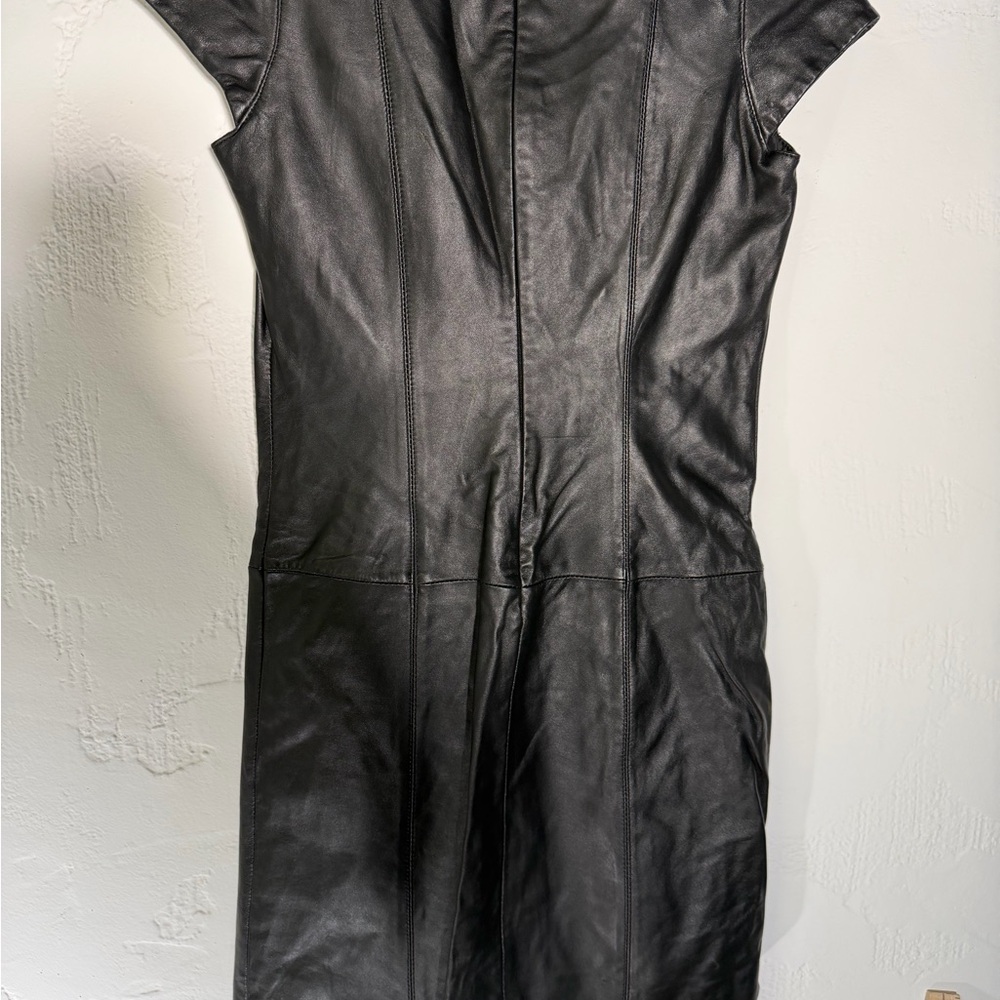 Boston Proper Black Leather Like  Mini Dress - Picture 13 of 15